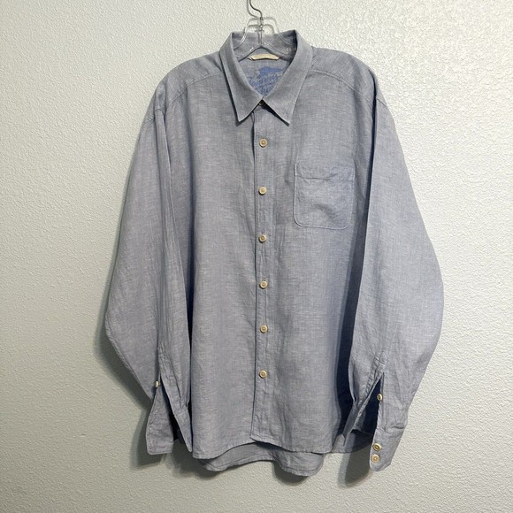 Tommy Bahama Other - Tommy Bahama Shirt Mens XL Button Up Relax Linen Casual Blue Long Sleeve